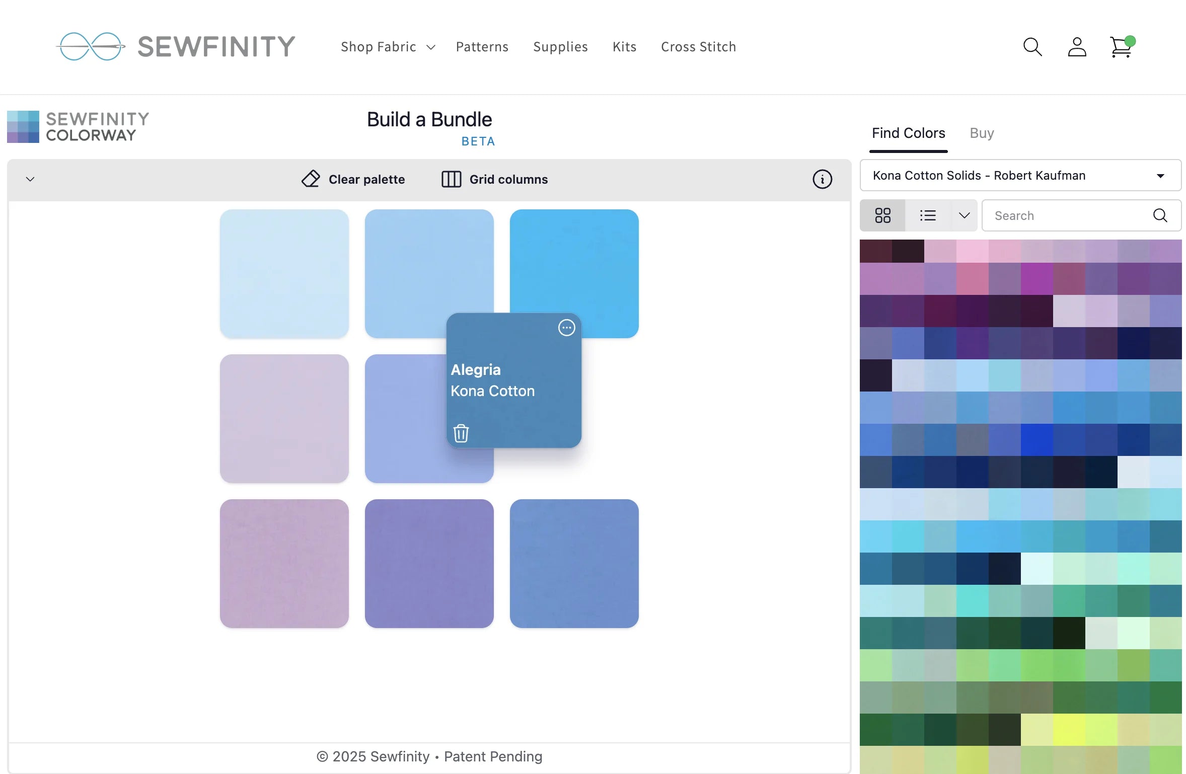 Drag any fabric swatch and watch it glide to its new spot on your design board