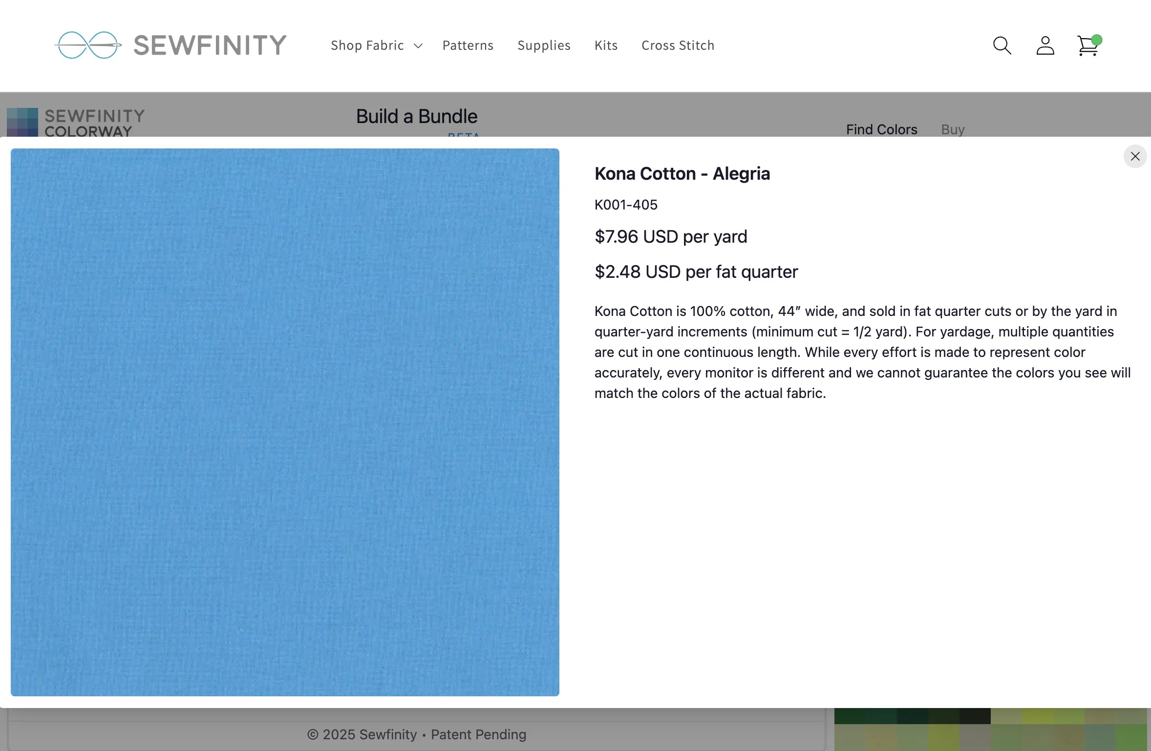 Click any swatch to see fabric details, zoom in on patterns, and explore colorways